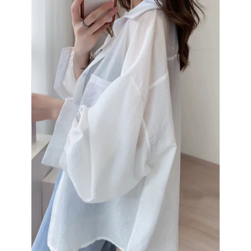 ZARA Womens Summer Loose Ice Silk Chiffon UV Protection Thin Cardigan Shirt